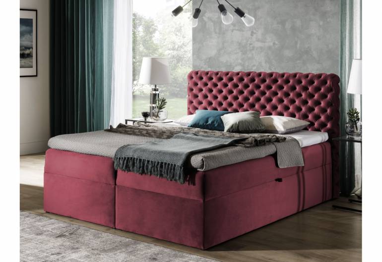 CHESTERFIELD boxspring kárpitozott ágy + fedőmatrac