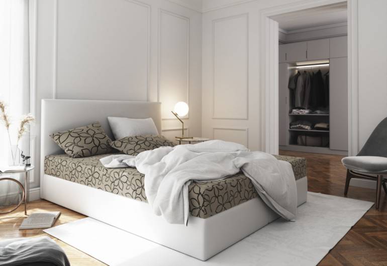 Kárpitozott boxspring ágy LILA